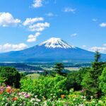 美しい自然景観と山々、青空の風景